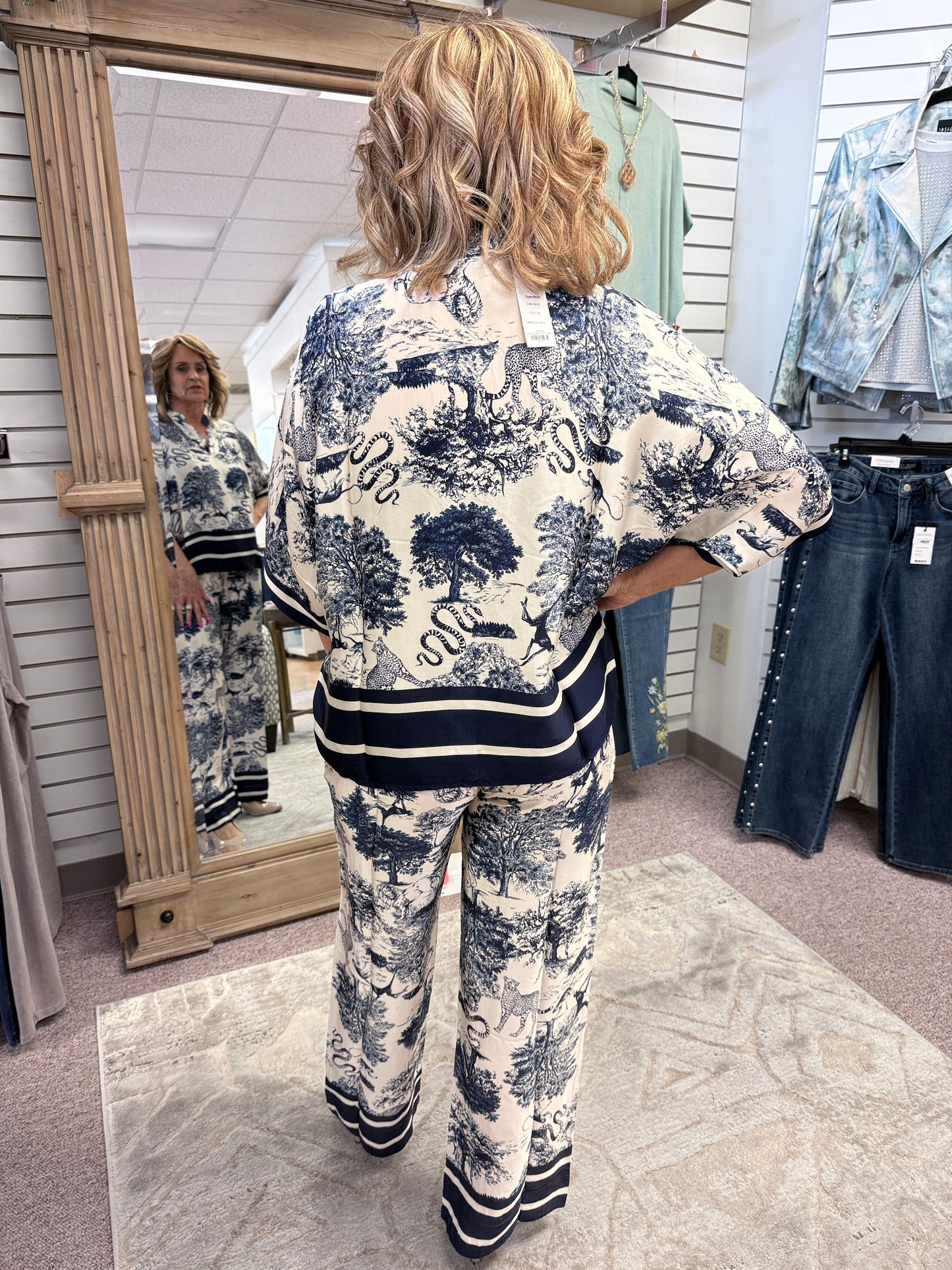9929 Navy Silk Top FAC