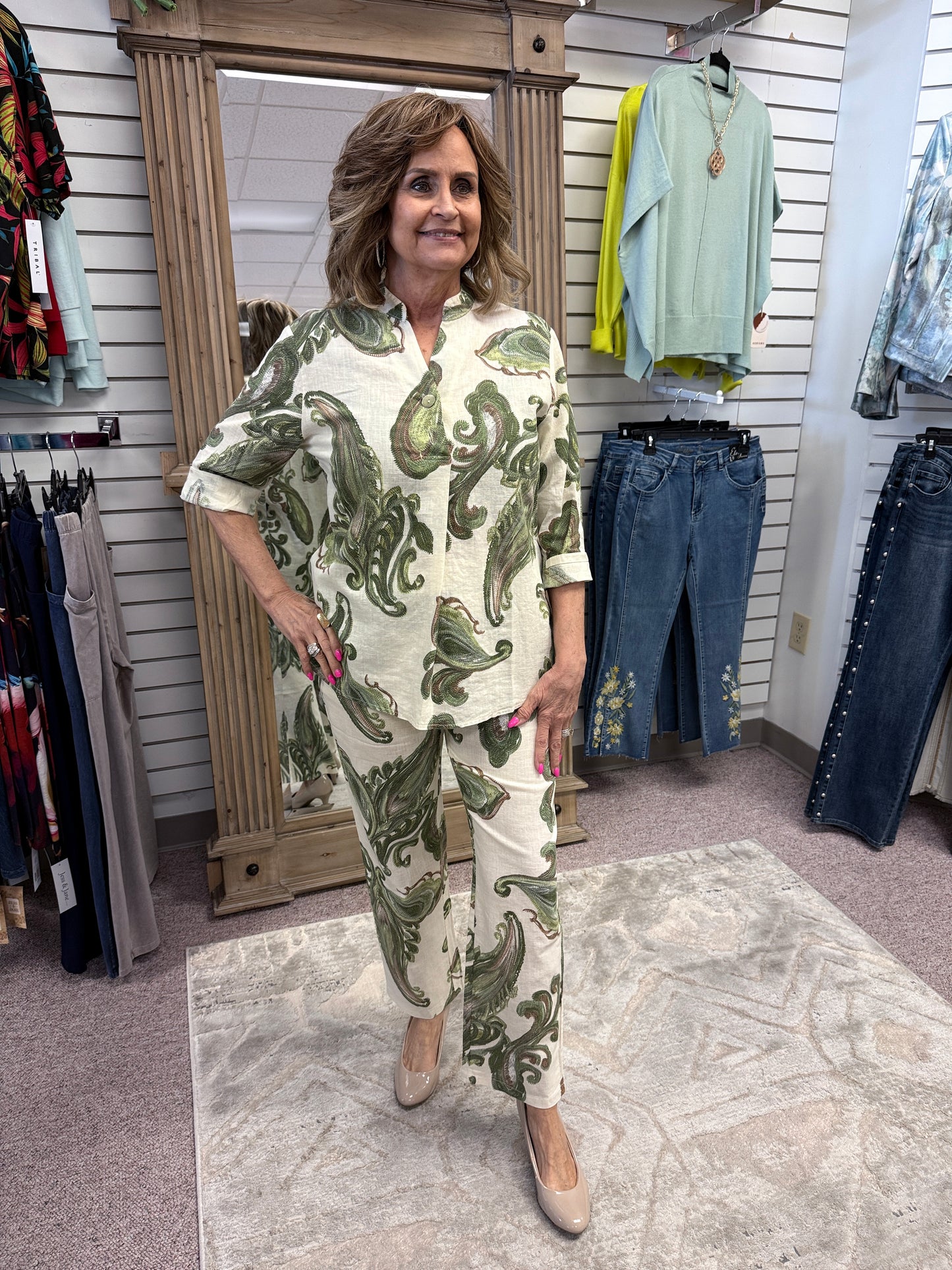 9904 Print Linen Pant FAC