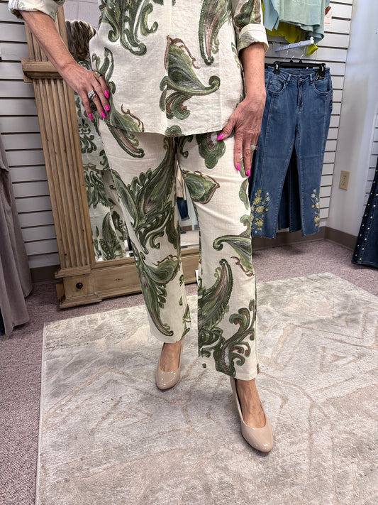 9904 Print Linen Pant FAC