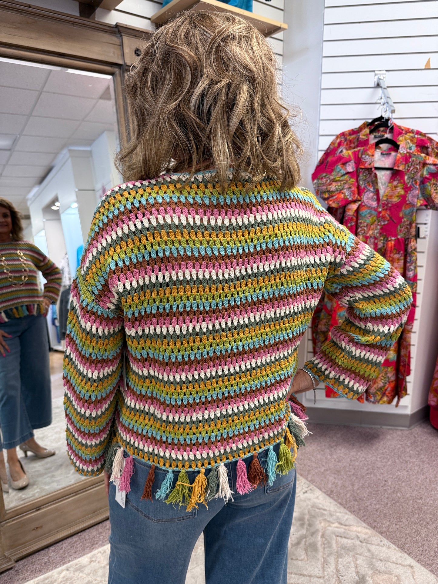 3034 Sweater W/Tassel Trim HTI