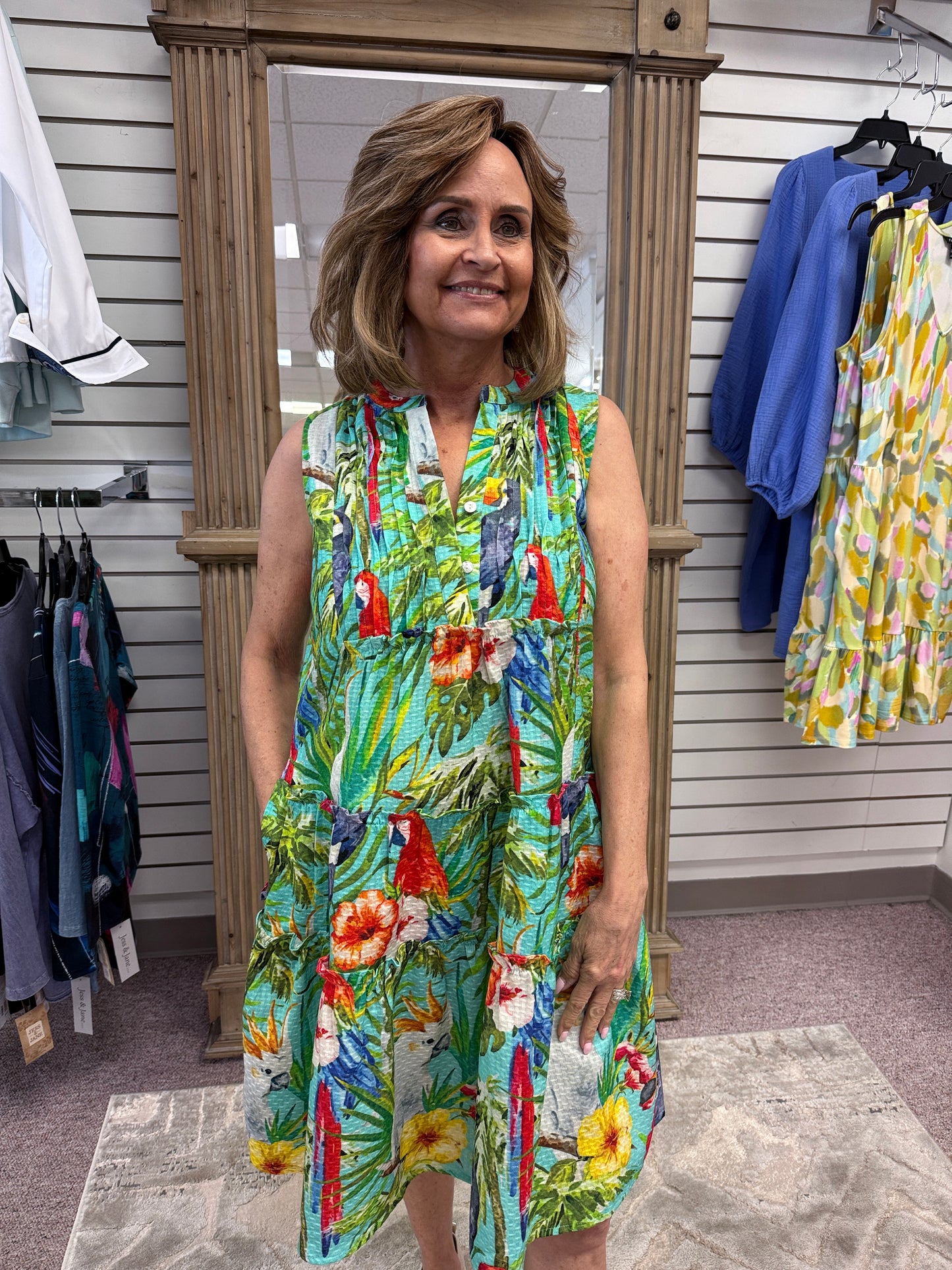 734D Turquiose Pin-Tuck Dress APN