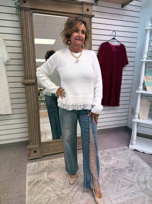 2051 Fringe Bottom Sweater CWB