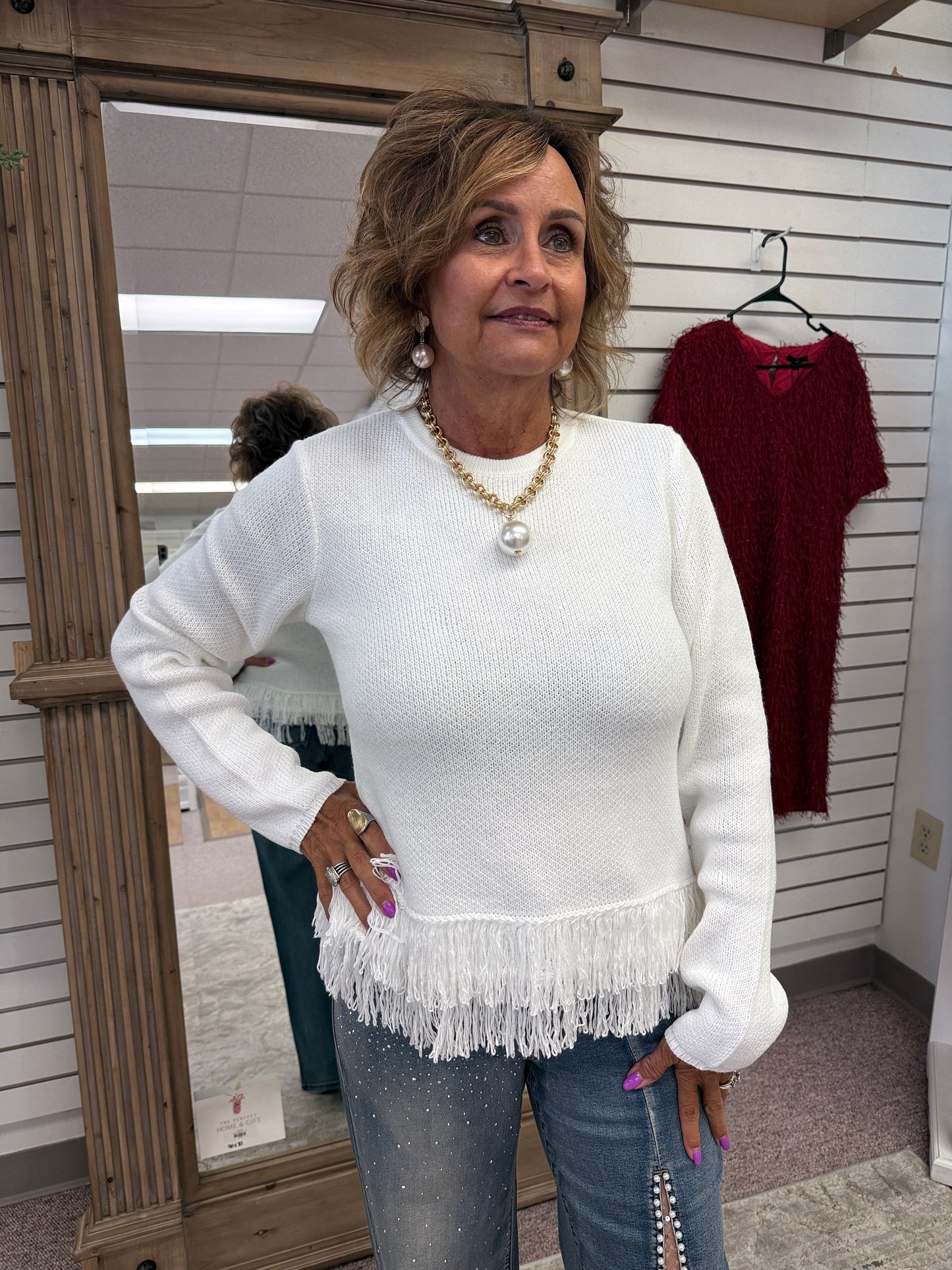 2051 Fringe Bottom Sweater CWB