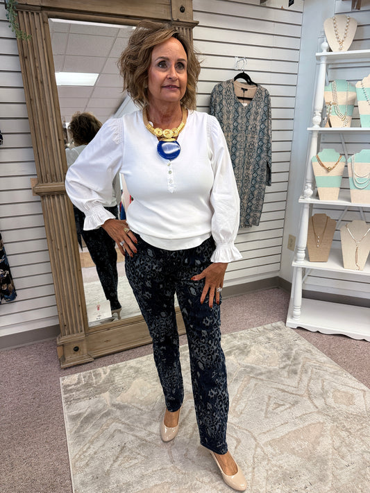 3530 Blue Leopard Pant AZI
