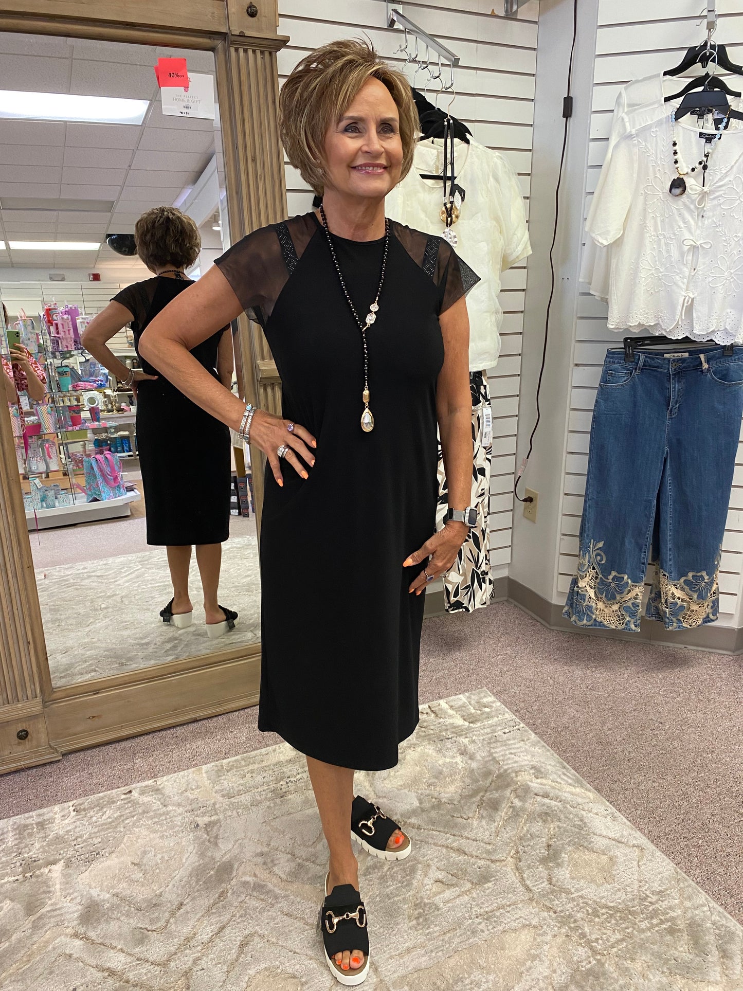 DR2M Mesh Cap Sleeve Dress CSW