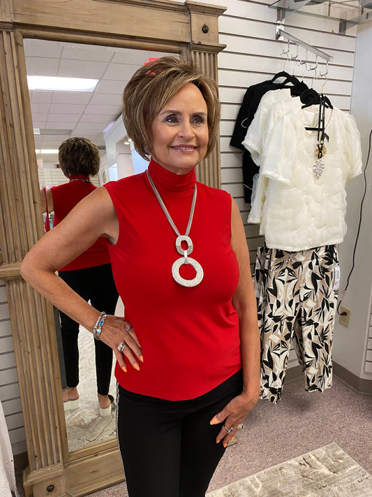 2227 Sleeveless Red Top LMS