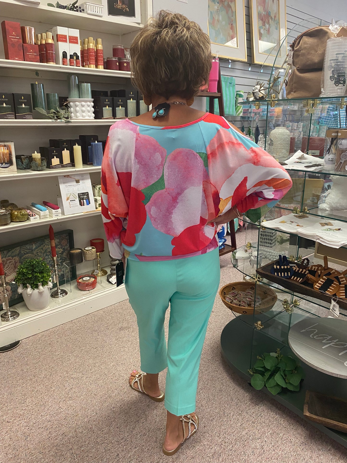 40P2 Floral Open Shoulder Blouse CSW