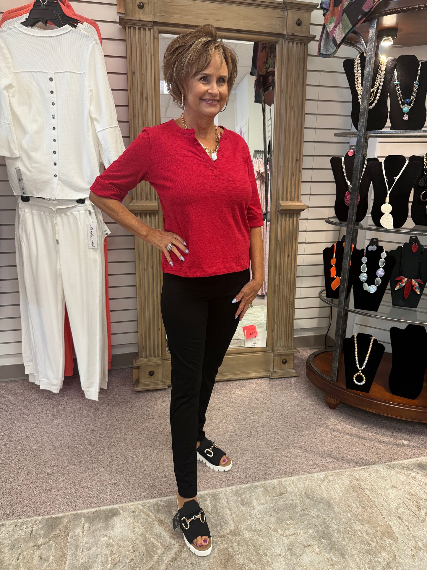 7521 Ruby Split Neck Tee HAB