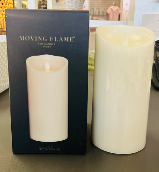 Moving Flame Ivory 3.5 x 7 Flameless Pillar Candle