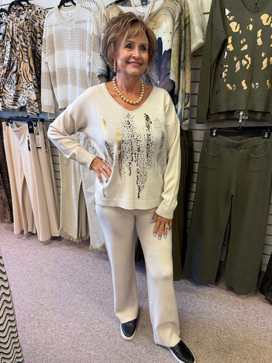 9828 Sand/Gold Sweater Set FAC