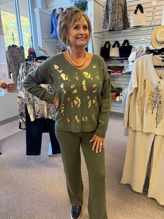 9638 Green/Gold Sweater Set FAC