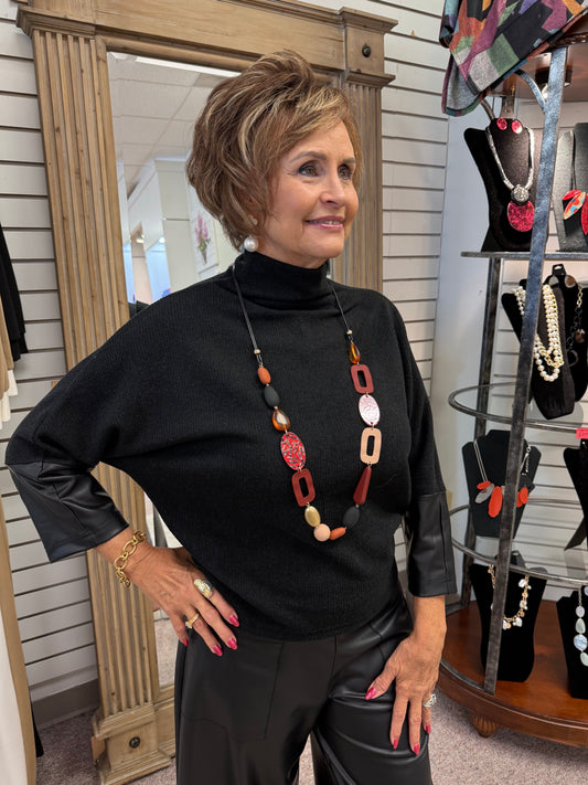 223 Sweater W/Leather Cuff CSW