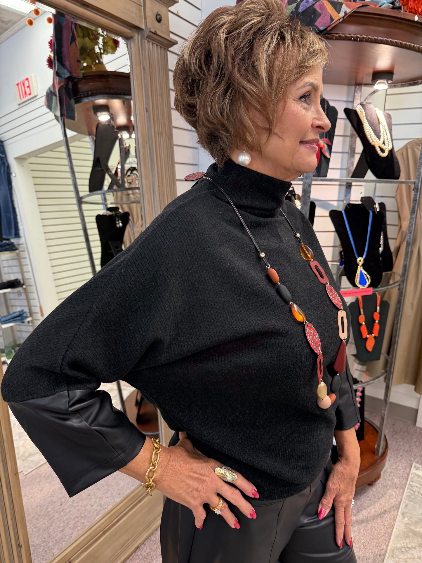 223 Sweater W/Leather Cuff CSW