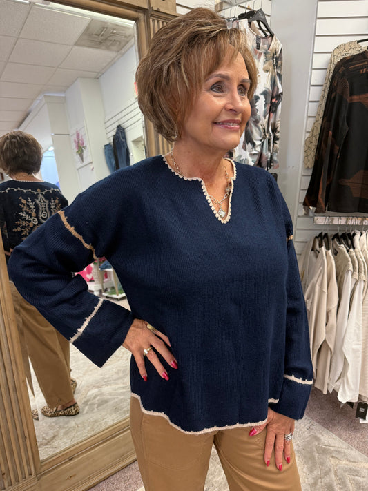 2879 Notched Neck Sweater CWB