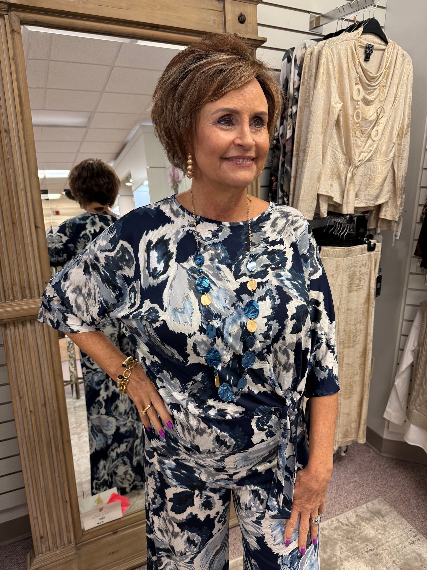 7P35 Navy/Silver Tie Top Clara Sun Woo