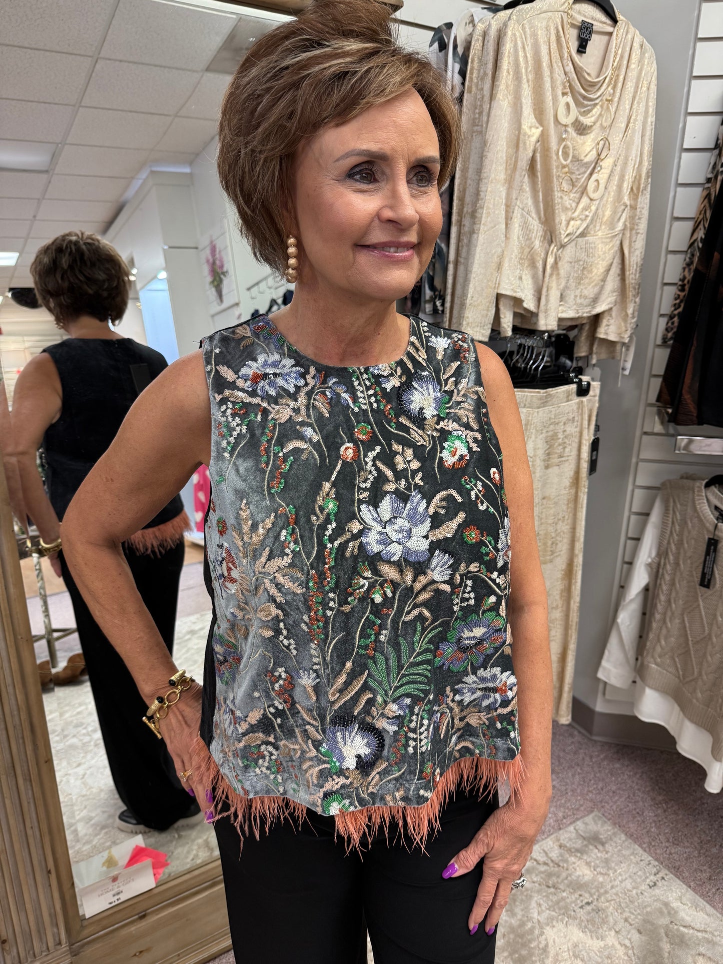 3413 Feathery Hem Top THML