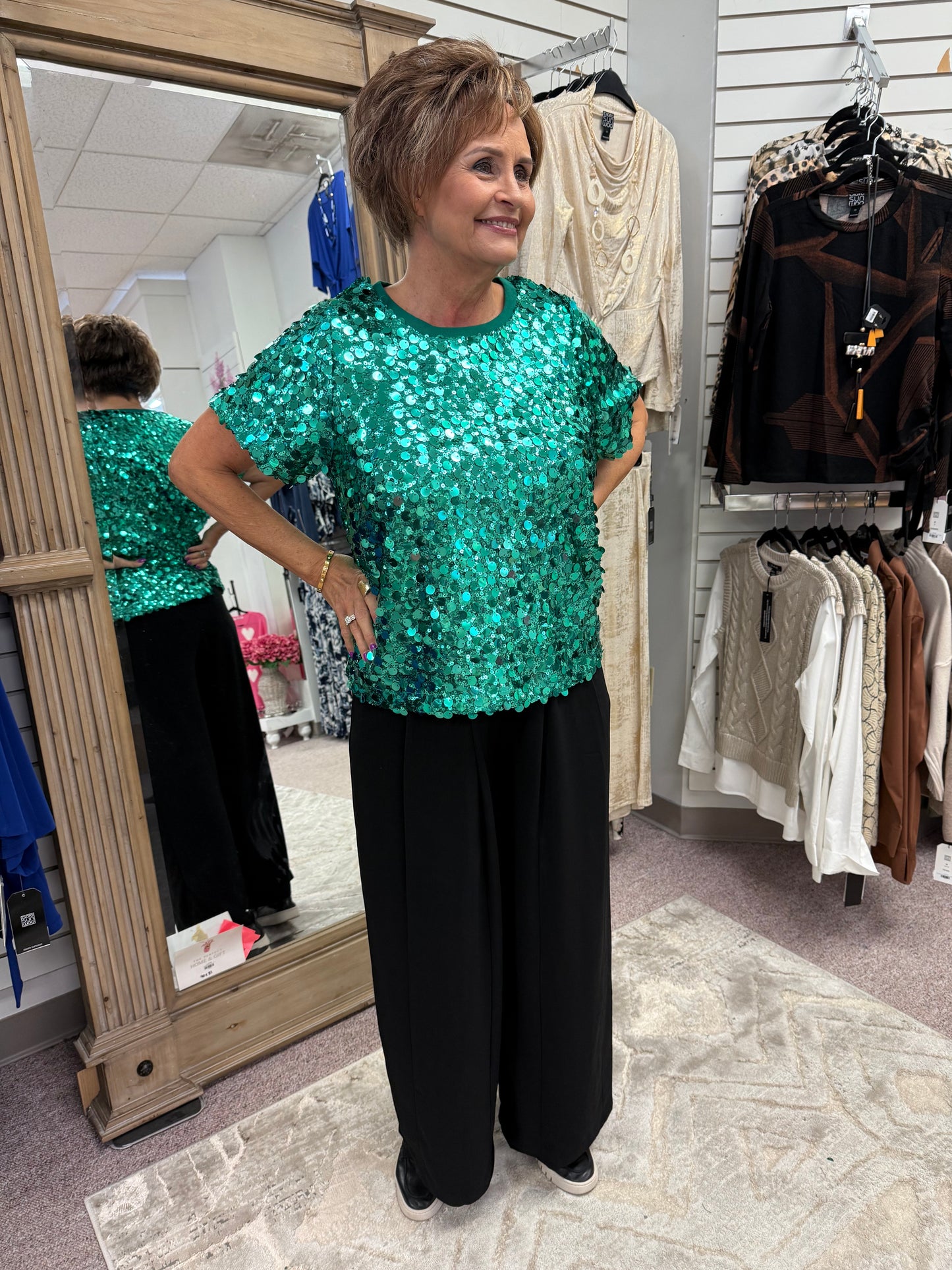 5714 Mint Sequins Top JOH