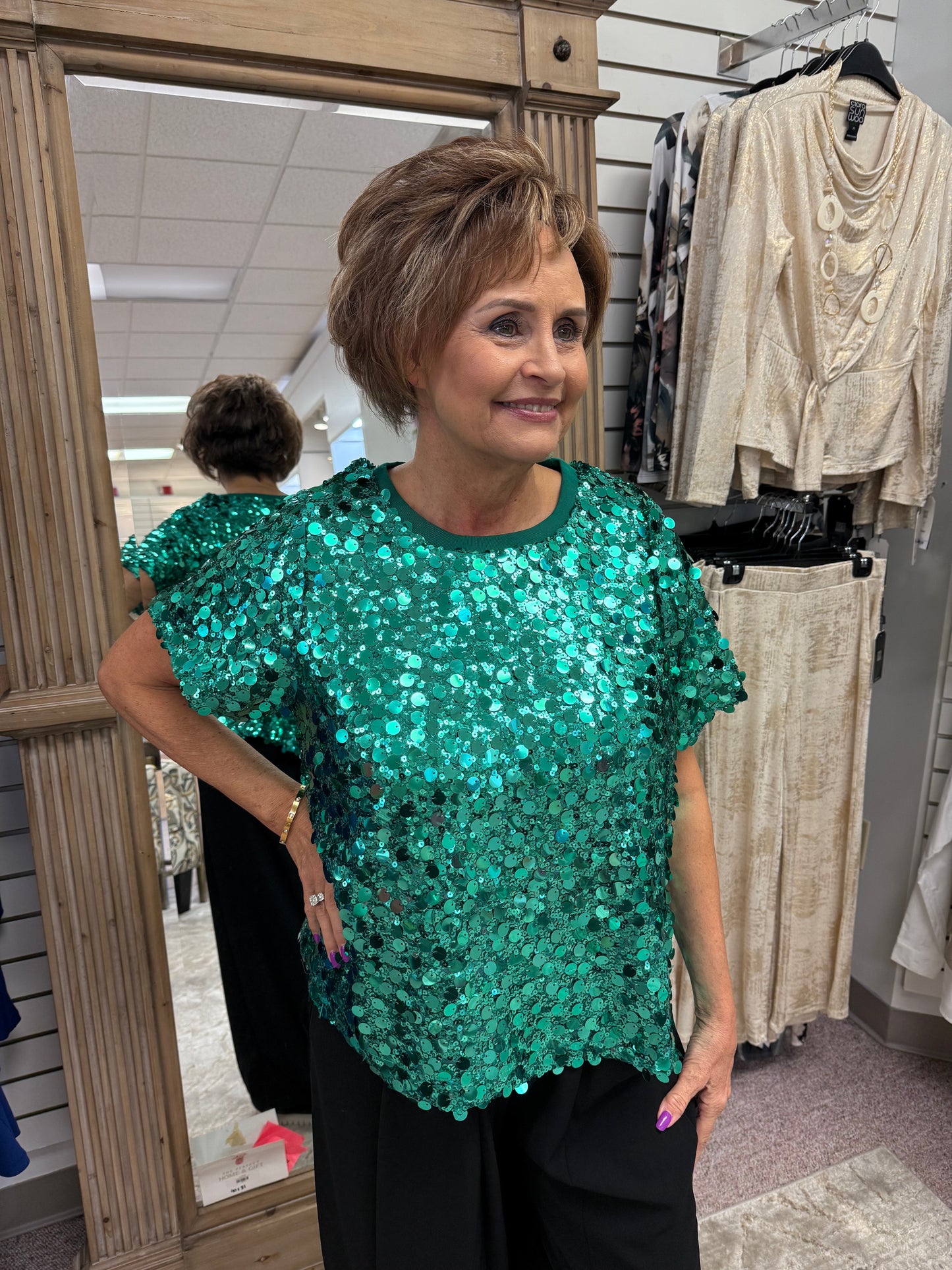 5714 Mint Sequins Top JOH