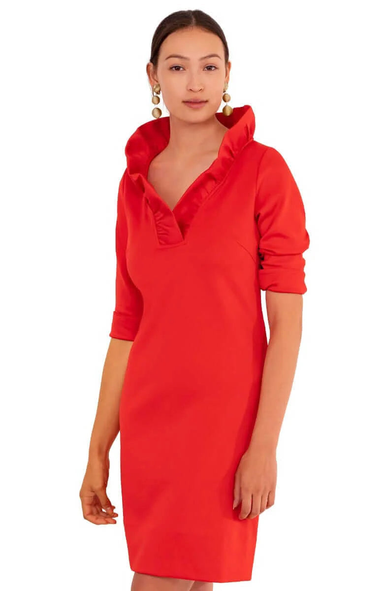 Ruffneck Dress Solid Crimson Dress GSL
