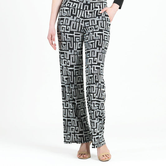 Greek Key Textured Wide Leg Pocket Pant