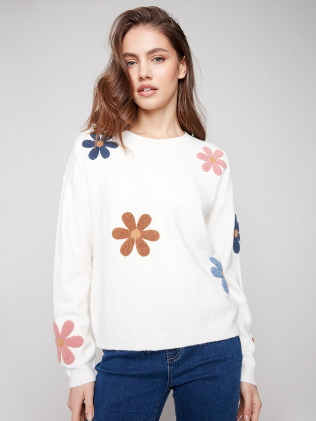 2829 Plush Sweater Boucle Flowers CWB