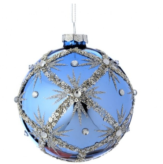 3637 Blue Snowflake Orn RIB