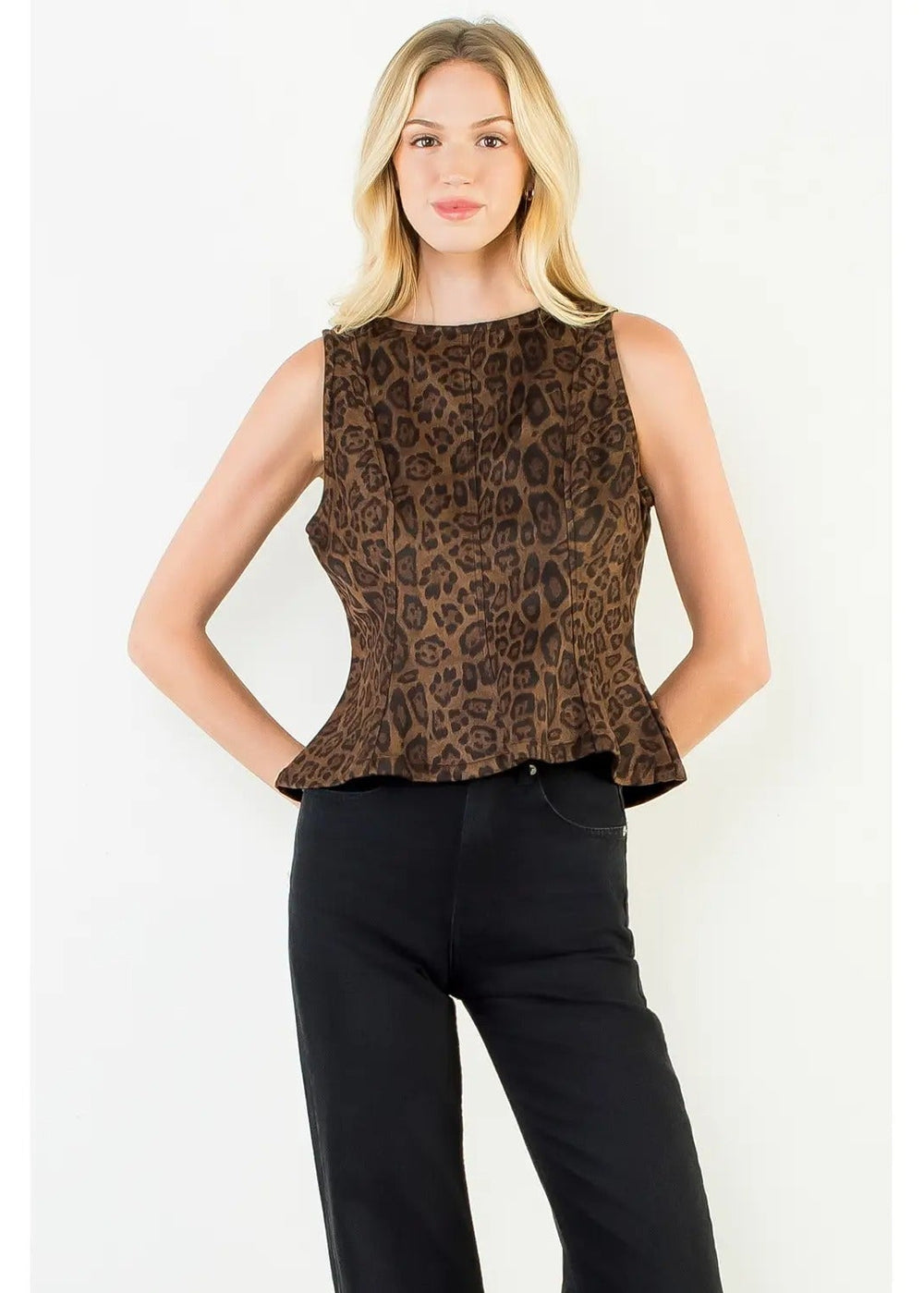 2076 Leopoard Suede Top THML