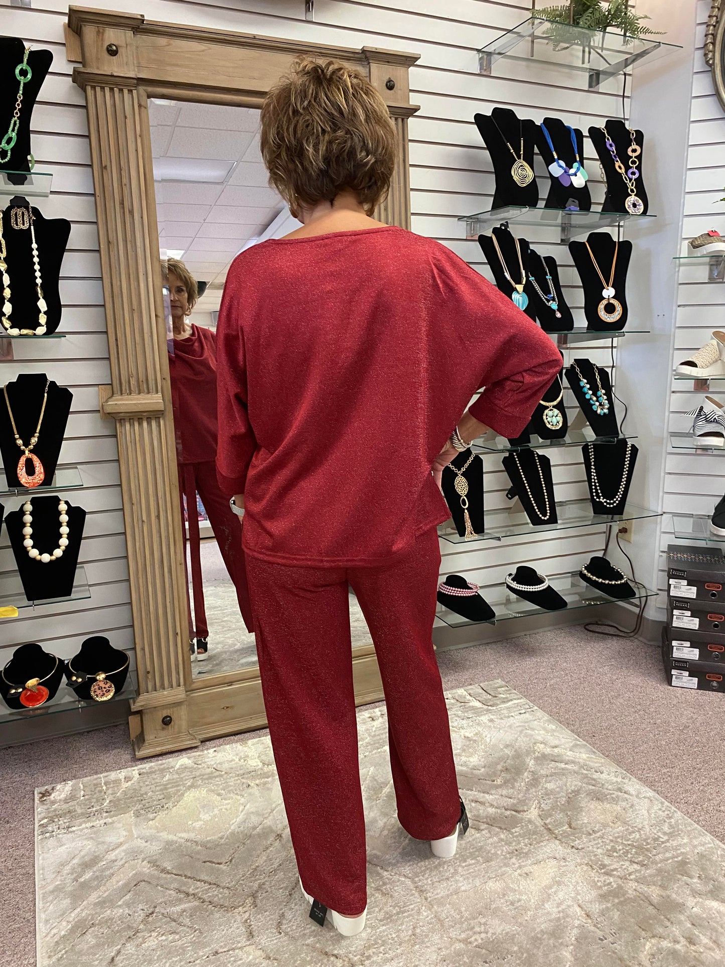 3070 Red Sparkling Knit Pant JOH